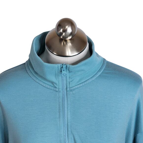 Three Dots Quarter Zip Fleece Pullover Nile Blue Women's XL - Picture 4 of 12
